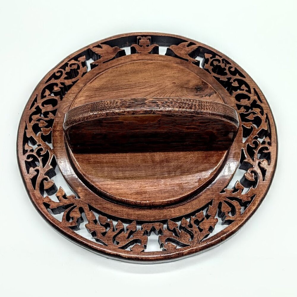 Vintage Carved Birds Solid Wood Wall Shelf